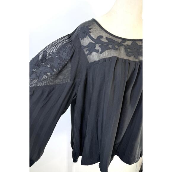 J. Jill Textured Appliqué Top Size 3X Blouse Black Boho - Picture 4 of 10